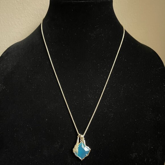 NWT Kendra Skott  slider pendant necklace London blue illusion - Picture 8 of 11